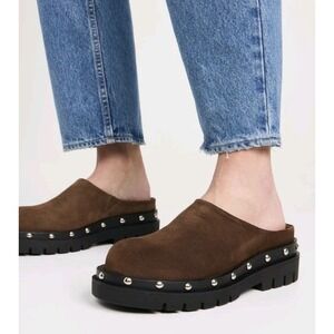 KAANAS Meg Lug Sole Mules In Chocolate Brown Size 8 NWOB